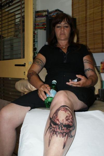 Nos ralisations - tattoo sur la mort - tte de mort dmoniaque